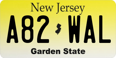 NJ license plate A82WAL