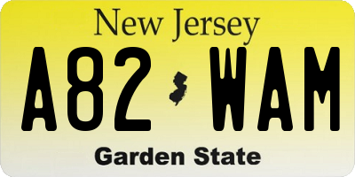 NJ license plate A82WAM