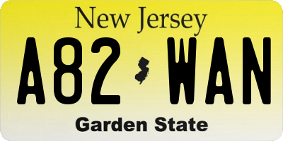 NJ license plate A82WAN