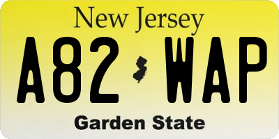 NJ license plate A82WAP