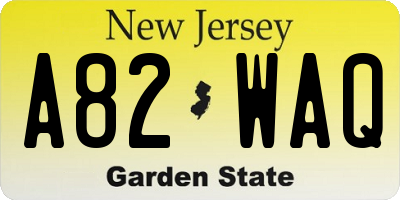 NJ license plate A82WAQ