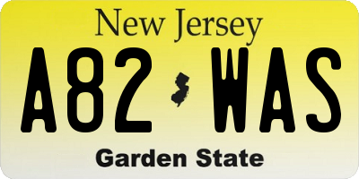 NJ license plate A82WAS