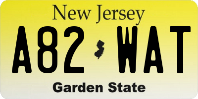 NJ license plate A82WAT