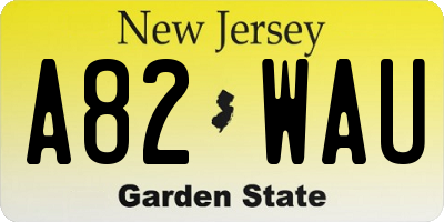 NJ license plate A82WAU
