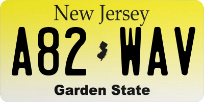 NJ license plate A82WAV