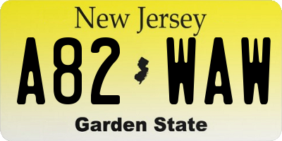 NJ license plate A82WAW