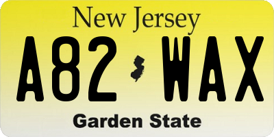 NJ license plate A82WAX