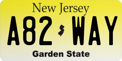 NJ license plate A82WAY