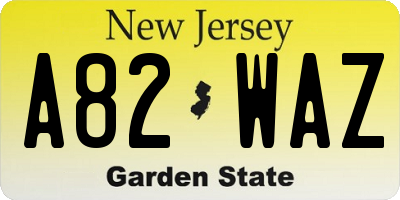 NJ license plate A82WAZ