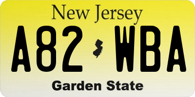 NJ license plate A82WBA