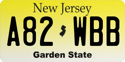NJ license plate A82WBB