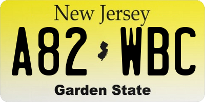 NJ license plate A82WBC