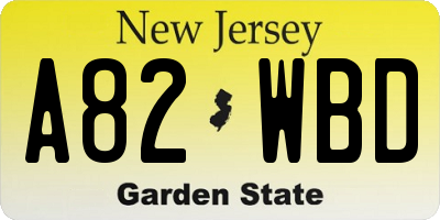 NJ license plate A82WBD