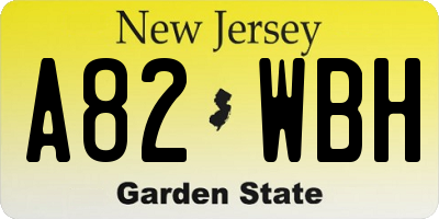 NJ license plate A82WBH