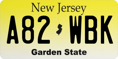 NJ license plate A82WBK