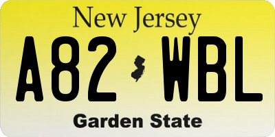 NJ license plate A82WBL