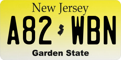 NJ license plate A82WBN