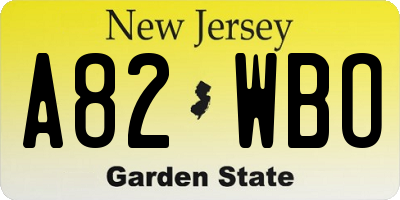 NJ license plate A82WBO