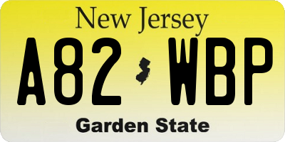 NJ license plate A82WBP