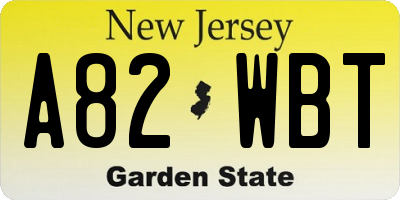 NJ license plate A82WBT
