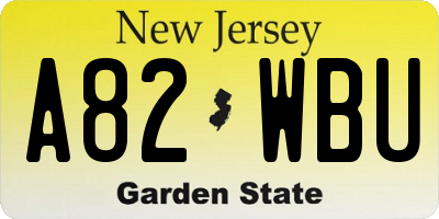 NJ license plate A82WBU