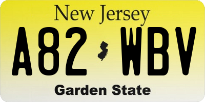 NJ license plate A82WBV