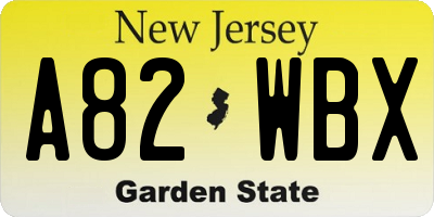 NJ license plate A82WBX
