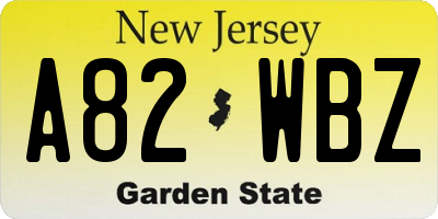 NJ license plate A82WBZ