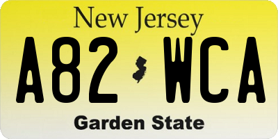 NJ license plate A82WCA