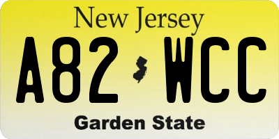 NJ license plate A82WCC
