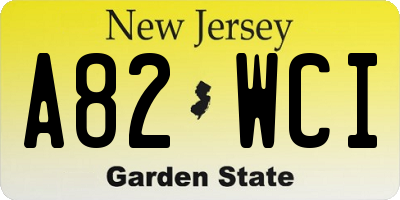 NJ license plate A82WCI