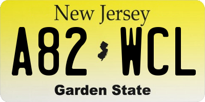 NJ license plate A82WCL