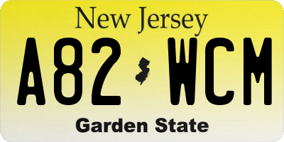 NJ license plate A82WCM