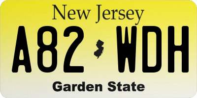 NJ license plate A82WDH