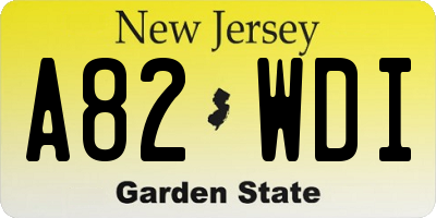 NJ license plate A82WDI