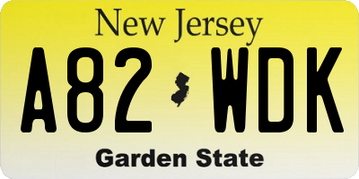 NJ license plate A82WDK