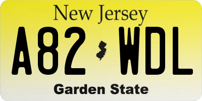 NJ license plate A82WDL