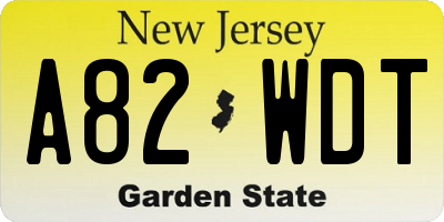 NJ license plate A82WDT