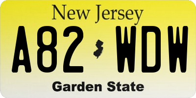 NJ license plate A82WDW