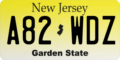 NJ license plate A82WDZ