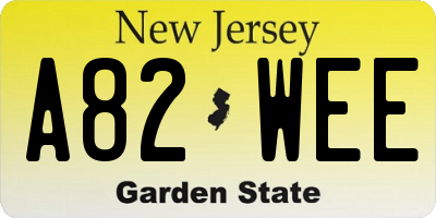 NJ license plate A82WEE