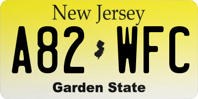 NJ license plate A82WFC