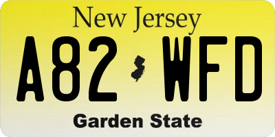 NJ license plate A82WFD