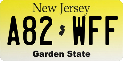 NJ license plate A82WFF