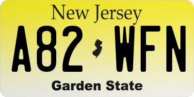 NJ license plate A82WFN