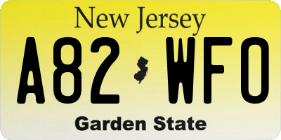 NJ license plate A82WFO