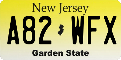 NJ license plate A82WFX
