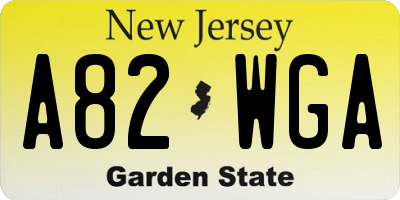 NJ license plate A82WGA