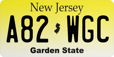 NJ license plate A82WGC