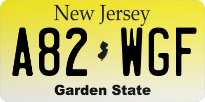 NJ license plate A82WGF
